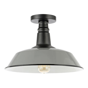 Camila 14"  Classic Industrial Indoor/Outdoor Iron LED Semi Flush Mount